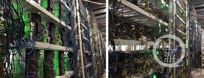 An overhead view of a bustling Chinese mining farm, illustrating the scale and efficiency of hosted operations for various cryptocurrencies